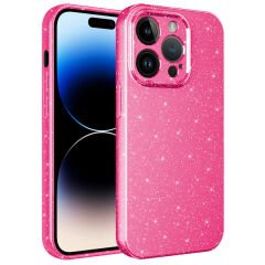 iPhone 14 Pro Kılıf Kamera Korumalı Simli Lüks Koton Kapak