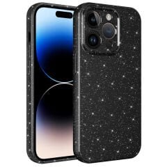 iPhone 14 Pro Kılıf Kamera Korumalı Simli Lüks Koton Kapak