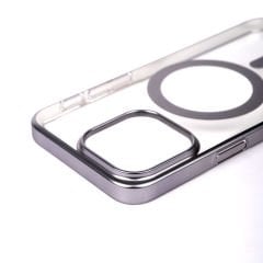 iPhone 15 Pro Kılıf Wireless Şarj Özellikli Sert PC Mat Riksos Magsafe Kapak Kılıf