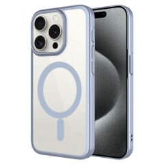 iPhone 15 Pro Kılıf Wireless Şarj Özellikli Sert PC Mat Riksos Magsafe Kapak Kılıf