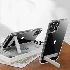 iPhone 13 Kılıf Standlı Şeffaf Silikon  L-Stand Kapak