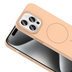 iPhone 15 Pro Max Kılıf Kablosuz Şarj Özellikli Ruby Silikon Kapak