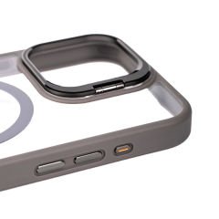 iPhone 15 Pro Kılıf Magsafe Wireless Şarj Özellikli Standlı Magsafe Klon Lensli Kapak Kılıf