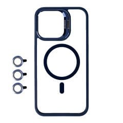 iPhone 15 Pro Kılıf Magsafe Wireless Şarj Özellikli Standlı Magsafe Klon Lensli Kapak Kılıf