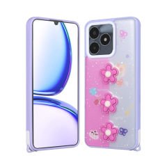 Realme C53 4G Kılıf Parlayan Simli Kabartma Figürlü Cevze Kapak
