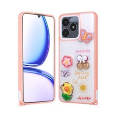 Realme C53 4G Kılıf Parlayan Simli Kabartma Figürlü Cevze Kapak