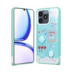 Realme C53 4G Kılıf Parlayan Simli Kabartma Figürlü Cevze Kapak