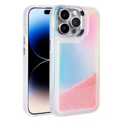 iPhone 14 Pro Max Kılıf Airbagli Renkli Arka Yüzey Boncuk Tasarımlı Kumul Kapak