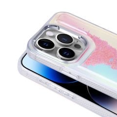 iPhone 14 Pro Max Kılıf Airbagli Renkli Arka Yüzey Boncuk Tasarımlı Kumul Kapak