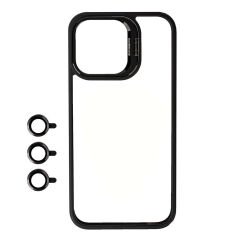 iPhone 15 Pro Kılıf Kamera Lens Korumalı Standlı Klon Lensli Kapak Kılıf