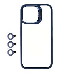 iPhone 15 Pro Kılıf Kamera Lens Korumalı Standlı Klon Lensli Kapak Kılıf