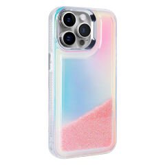 iPhone 14 Pro Kılıf Airbagli Renkli Arka Yüzey Boncuk Tasarımlı Kumul Kapak