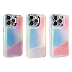 iPhone 14 Pro Kılıf Airbagli Renkli Arka Yüzey Boncuk Tasarımlı Kumul Kapak