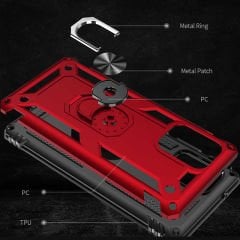 Samsung Galaxy A91 (S10 Lite) Kılıf Vega Tank Sert Yüzüklü Standlı Zırh Koruma Kapak