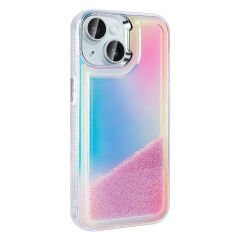 iPhone 14 Kılıf Airbagli Renkli Arka Yüzey Boncuk Tasarımlı Kumul Kapak