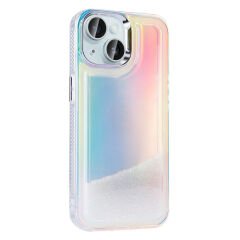 iPhone 14 Kılıf Airbagli Renkli Arka Yüzey Boncuk Tasarımlı Kumul Kapak