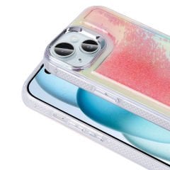 iPhone 14 Kılıf Airbagli Renkli Arka Yüzey Boncuk Tasarımlı Kumul Kapak