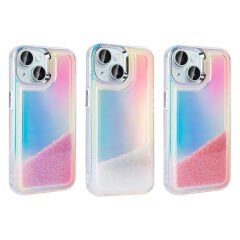 iPhone 14 Kılıf Airbagli Renkli Arka Yüzey Boncuk Tasarımlı Kumul Kapak