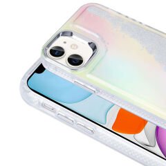 iPhone 12 Kılıf Airbagli Renkli Arka Yüzey Boncuk Tasarımlı Kumul Kapak