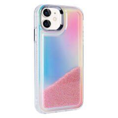 iPhone 12 Kılıf Airbagli Renkli Arka Yüzey Boncuk Tasarımlı Kumul Kapak