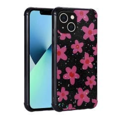 iPhone 13 Kılıf Simli Desenli Kamera Korumalı Parlak Popy Kapak