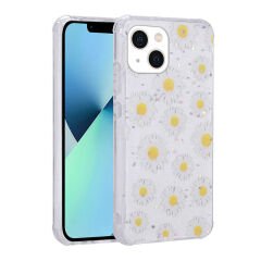iPhone 13 Kılıf Simli Desenli Kamera Korumalı Parlak Popy Kapak