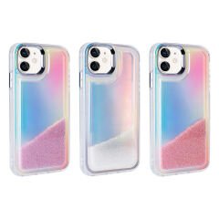 iPhone 11 Kılıf Airbagli Renkli Arka Yüzey Boncuk Tasarımlı Kumul Kapak