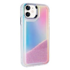 iPhone 11 Kılıf Airbagli Renkli Arka Yüzey Boncuk Tasarımlı Kumul Kapak
