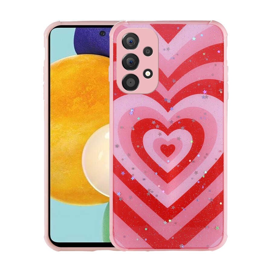 Samsung Galaxy A33 5G Kılıf Simli Desenli Kamera Korumalı Parlak Popy Kapak