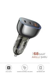 68W USB ve Type-C Girişli Çakmaklık Süper Hızlı Şarj Destekli Araç Şarj Aleti