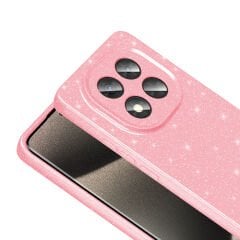 Xiaomi Redmi Note 14 Pro 5G Kılıf Kamera Korumalı Simli Lüks Koton Kapaka