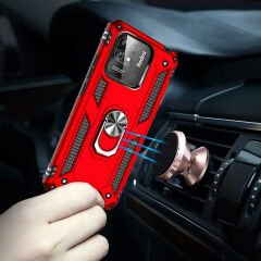 Xiaomi Redmi 10C Kılıf Vega Tank Sert Yüzüklü Standlı Zırh Koruma Kapak