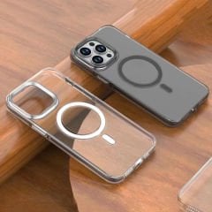 iPhone 15 Pro Kılıf Wireless Şarj Özellikli Şeffaf Efsane Kapak Kılıf