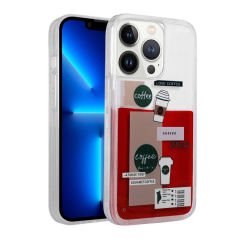 iPhone 14 Pro Kılıf Desenli Sıvılı Drink Silikon Kapak