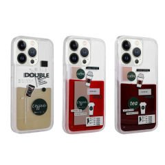 iPhone 14 Pro Kılıf Desenli Sıvılı Drink Silikon Kapak