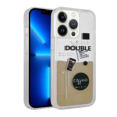 iPhone 14 Pro Kılıf Desenli Sıvılı Drink Silikon Kapak