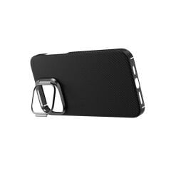 iPhone 15 Pro Kılıf Magsafe Şarj Özellikli 600D Kevlar Krek Karbon Standlı Kapak