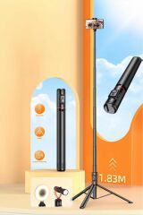 C10 Çok Amaçlı Tripod Kumandalı Selfie Çubuğu 183 Cm Siyah