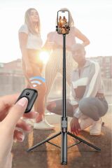 C10 Çok Amaçlı Tripod Kumandalı Selfie Çubuğu 183 Cm Siyah
