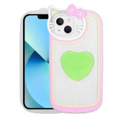 iPhone 13 Kılıf Kedi Figürlü Transparan Pop Soketli  Ritmik Kapak