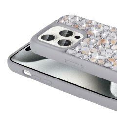 iPhone 15 Pro Kılıf Parlak Taşlı Tasarım Linea Kapak