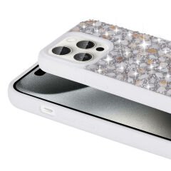 iPhone 15 Pro Kılıf Parlak Taşlı Tasarım Linea Kapak