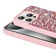 iPhone 15 Pro Kılıf Parlak Taşlı Tasarım Linea Kapak