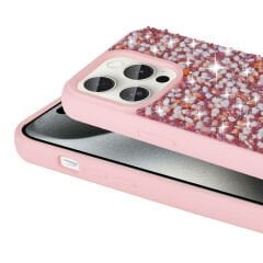 iPhone 15 Pro Kılıf Parlak Taşlı Tasarım Linea Kapak