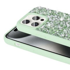 iPhone 15 Pro Kılıf Parlak Taşlı Tasarım Linea Kapak