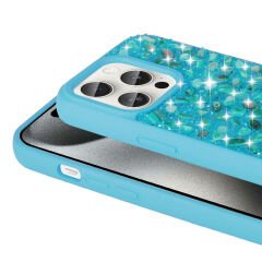 iPhone 15 Pro Kılıf Parlak Taşlı Tasarım Linea Kapak
