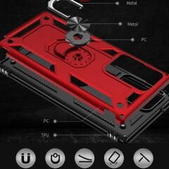 Samsung Galaxy Note 20 Ultra Kılıf Vega Tank Sert Yüzüklü Standlı Zırh Koruma Kapak