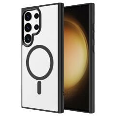 Samsung Galaxy S24 Ultra Kılıf Magsafe Şarj Özellikli Krom Magsafe Silikon Kapak