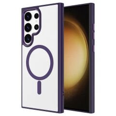 Samsung Galaxy S24 Ultra Kılıf Magsafe Şarj Özellikli Krom Magsafe Silikon Kapak