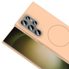 Samsung Galaxy S24 Ultra Kılıf Kablosuz Şarj Özellikli Ruby Silikon Kapak